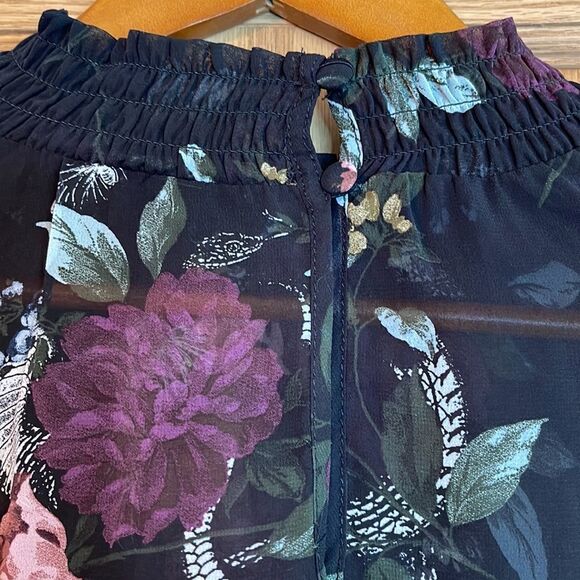 TORRID *NWT* Smocked Neck Chiffon Skull Floral Print Top - Picture 10 of 14